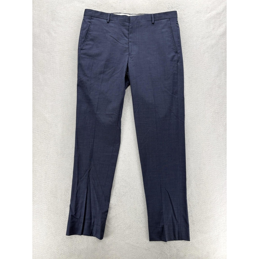 Jos A Bank Dress Pants Mens 36x34 Blue Wool Stretch Brrr Comfort Business Formal